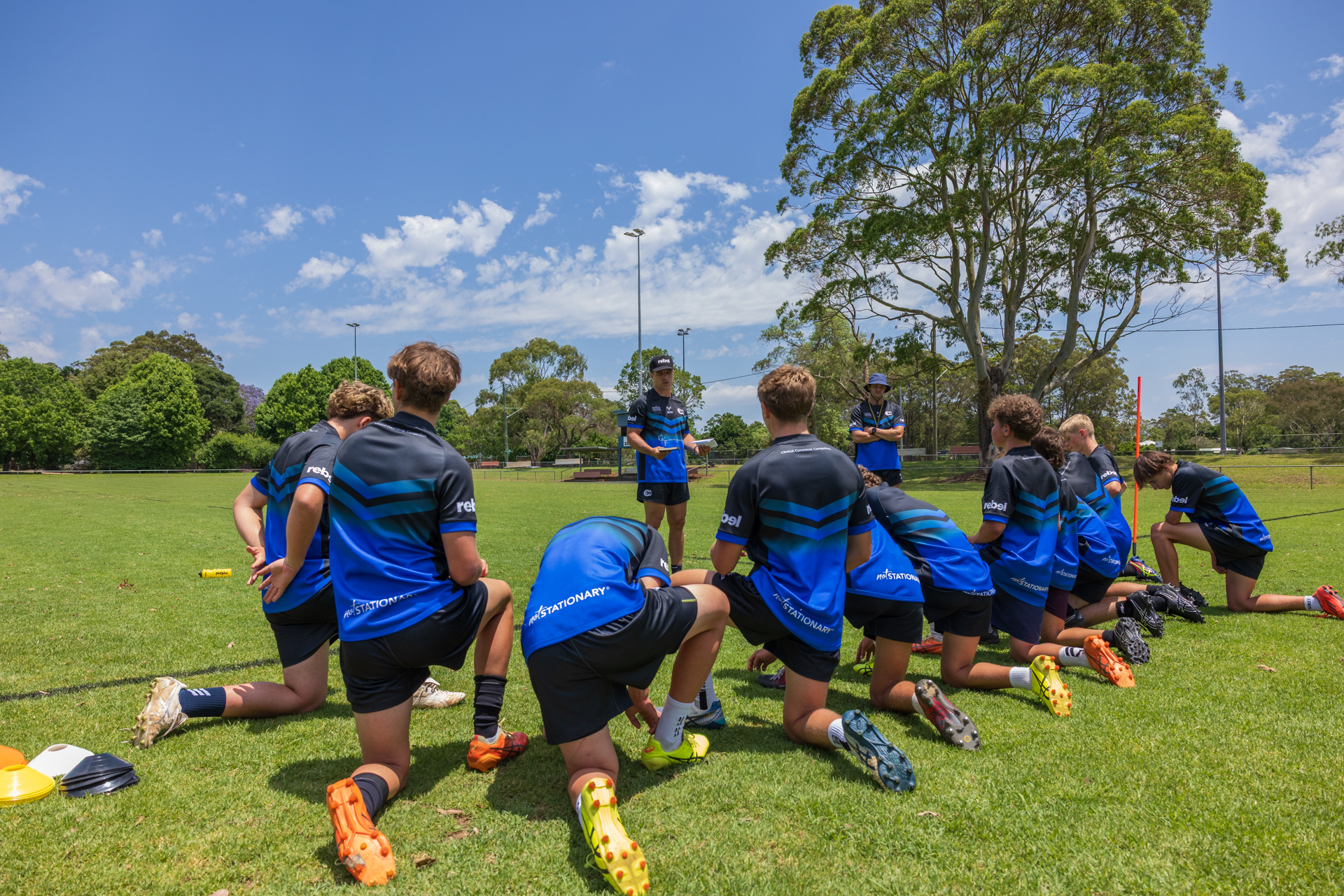 Boys team huddle briefing