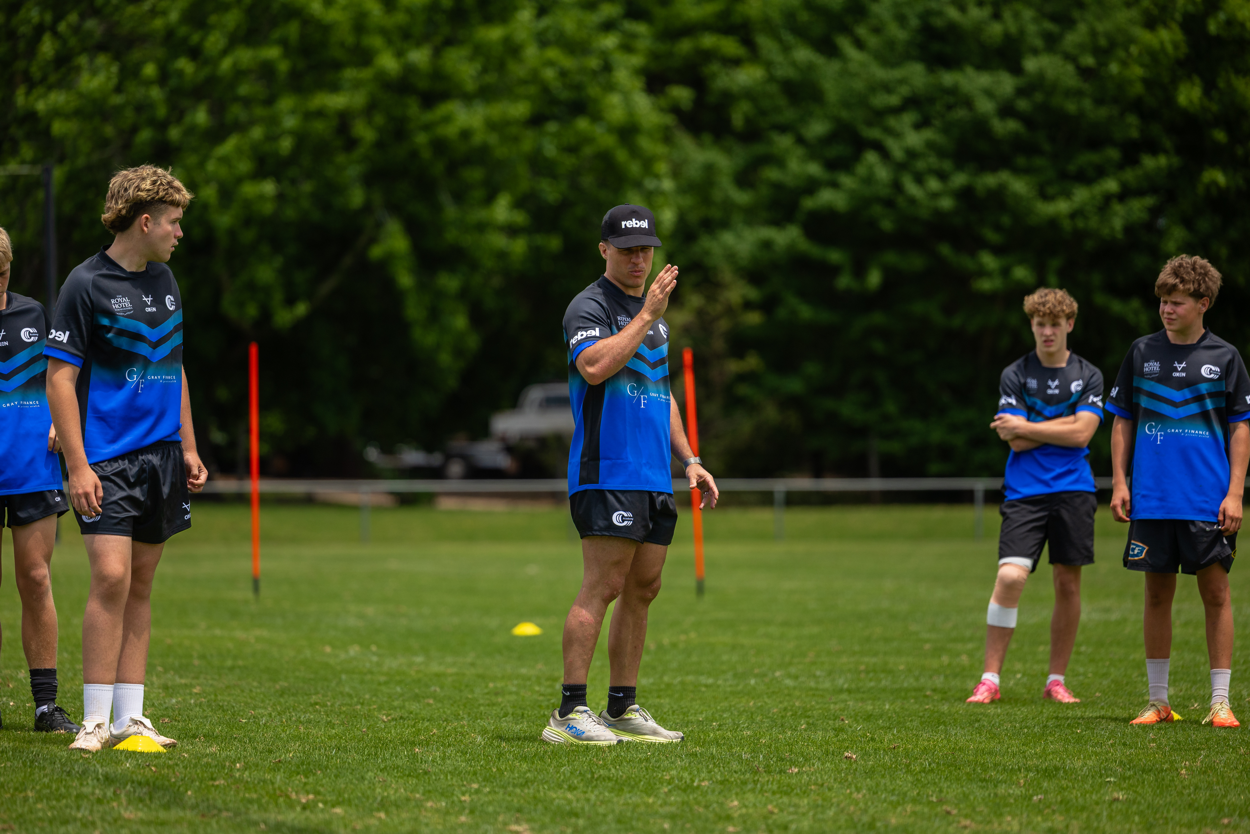 Brodie Croft coaching players on field